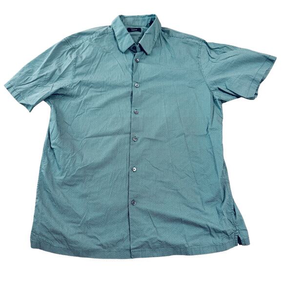 Theory Other - NWOT Theory Men’s Irving SS Green Teal Button Up Shirt All Over Print Size XL